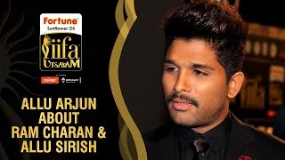 Allu Arjun about Ram Charan and Allu Sirish  IIFA Utsavam 2016  Green Carpet  Be1forChennai [upl. by Akiam838]