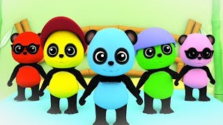 Five Little Pandas Jumping on the Bed Nursery Rhyme for Kids [upl. by Ertsevlis]