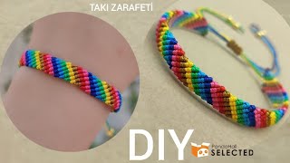 Makrome ipten kolay renkli bileklik yapımı How To Make Macrame Bracelets Thread BraceletDIY [upl. by Egiap]