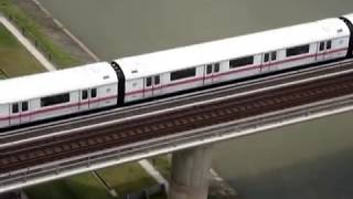 Aerial View of MRT Trains Near The Edge of River [upl. by Jeminah927]