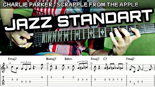 Scrapple From The Apple By Charlie Parker Guitar Playing WITH TABLATURE AND NOTE [upl. by Tserrof]