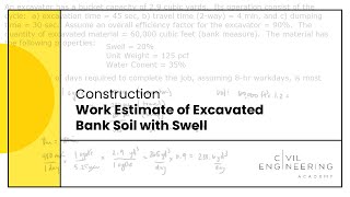 ConstructionWork Estimate of Excavated Bank Soil with Swell [upl. by Maze]