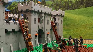 Lion Knights Castle Siege  Lego Castle War  Medieval Brick [upl. by Ahsinut]