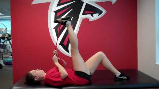 Supine Hamstring Stretch  Atlanta Falcons Physical Therapy Centers  Home Edition [upl. by Aerbas250]