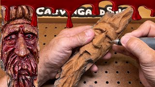 Bloody wood spirit easy power carving for halloween Dremel 4000KutzallForedom [upl. by Niwde]