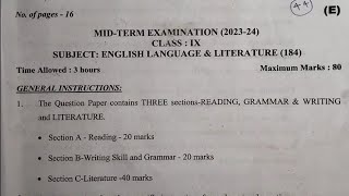 Mid term exam class 9th English paper Solution 202324  Evening shift  DOE DELHI  Answer key [upl. by Annez]