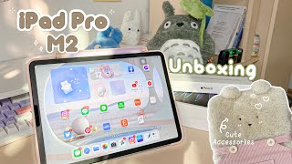 M2 iPad Pro 11quot Unboxing 🐣📦  Apple Pencil 2  Cute Accessories 🦋💞 [upl. by Siulegroj]