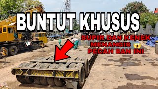 BUNTUT LOWBEDLOWBOY TRAILERS 16 BAN 🔥‼️ PECAH BAN TENGAH SIAPSIAP MENANGIS SEMALAMAN [upl. by Robma]