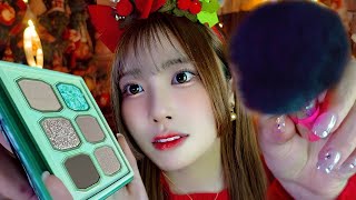 【ASMR】友達からのクリスマスメイクアップ💄🎄地声ロールプレイ [upl. by Alisen]