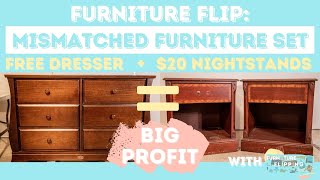 Flipping a Mismatched Furniture Set  BIG PROFIT  DIY Chalk Paint  FURNITURE FLIPPING TEACHER [upl. by Ledah]