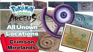 All Unown Locations Crimson Mirelands  Pokémon Legends Arceus [upl. by Nwahs]