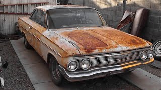 Rusty 1961 Chevrolet Bel Air 348 Bubbletop Full Restoration Project [upl. by Nirek]