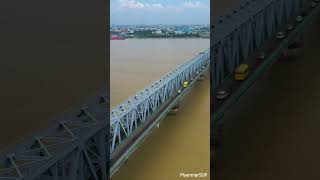 Yangon city drone short Thanlyin bridge [upl. by Nnek369]