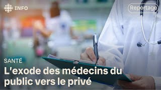 Un nombre record de médecins quittent le système public québécois [upl. by Kalmick793]