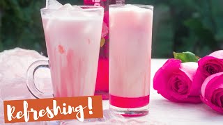 Air Bandung Recipe How To Make Rose Milk Syrup Drink [upl. by Sualkin]