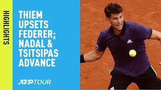 Highlights Thiem Stuns Federer Nadal Djokovic amp Tsitsipas Set For Madrid SF 2019 [upl. by Spiegel]