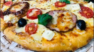 🇩🇿Pizza poulet fumé 🍕3 fromages بيزا الدجاج المدخن [upl. by Adhern]