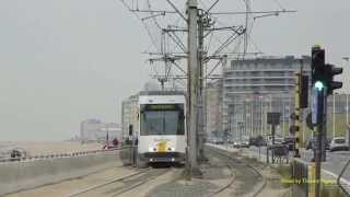 Kusttram on the Beach in Belgium Coastal Tram [upl. by Biddick]