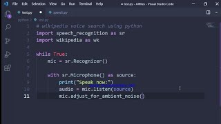 Wikipedia voice search using Python  Code Python [upl. by Nosyrb619]