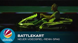 BattleKart Bispingen SAT1Reporter testet VideospielRennSpaß [upl. by Inattyrb952]