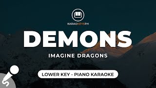 Demons  Imagine Dragons Lower Key  Piano Karaoke [upl. by Anilyx]