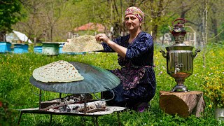 The best Spring dish in the village  Traditional Kutab Recipe of Azerbaijan [upl. by Merp]