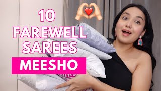 10 Farewell Sarees Try On Haul from Meesho ❤️  Isha Vinod Jain [upl. by Sarge]