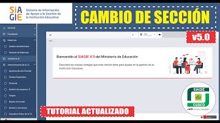 Siagie v50  Cambio de Sección de Estudiantes  Tutorial 2024 [upl. by Hanima304]