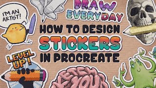 How to Design Stickers in Procreate  Tutorial  Resources [upl. by Ahsiuq]