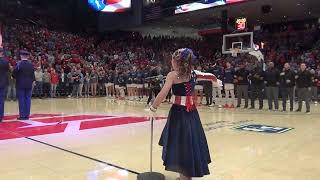 8 Year Old Kinsley Murray National Anthem at Dayton Flyers 22724 [upl. by Bruell]