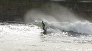 Surfing Newlyn Harbour Cornwall  Surfing Canon 7d Slomo [upl. by Krystle458]