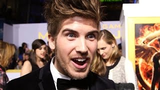 Joey Graceffa Talks ALMOST Being Finnick at Mockingjay Pt 1 Premiere [upl. by Rehpotsyrhc15]