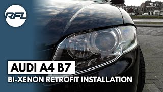 Audi A4 B7  BiXenon HID DIY Headlight Upgrade installation [upl. by Chiaki816]