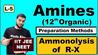 L5 Preparation of RNH2 Amines  Amonolysis of Alkyl Halides  NEET JEE  By A Arora [upl. by Annoed]