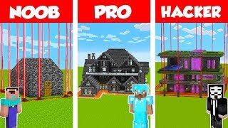 Minecraft PRO vs NOOB vs HACKER SAFEST BEDROCK HOUSE CHALLENGE in Minecraft  Animation [upl. by Lledniw]