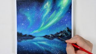 Northern Lights Aurora  Easy acrylic painting for beginners  PaintingTutorial  Painting ASMR [upl. by Francklin75]