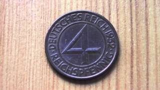 4 Reichspfennig from 1932  An old german coin in HD [upl. by Adivad]