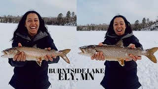 TROUT FISHING on BURNTSIDE LAKE in ELY MN  Fishing HISEA Trout dinner [upl. by Oivatco]