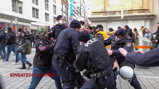 CHAOS amp FESTNAHMEN bei DEMO in Wien  POLIZEI im DAUEREINSATZ 310121 [upl. by Meldoh]