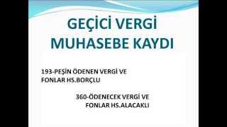 Geçici Vergi Muhasebe Kaydı [upl. by Torrin]