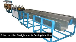 Tube Uncoiler Straightener amp Cutting Machine without ChipsCopper decoiler straighten and cutting [upl. by Cod]