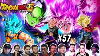 ⚡GOKU AND TRUNKS VS GOKU BLACK AND ZAMASU🔥REACTION MASHUP 🐲Dragon Ball Super Episode 57 ドラゴンボール [upl. by Nohsed]