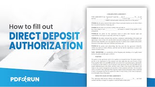 How to Fill Out Direct Deposit Authorization Online  PDFRun [upl. by Attolrahc]