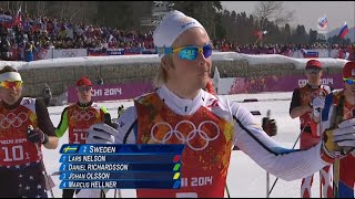 2014 OS Sotji Längdskidor Stafett 4x10 km Herrar [upl. by Spanjian]