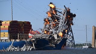 Baltimore Kontrollierte Sprengung von eingestürzter Brücke [upl. by Ajak656]