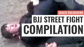 BJJ STREET FIGHT COMPILATION Viking Choke Russian Triangle Failed Guard Gracie Breakdown [upl. by Eppesiug]