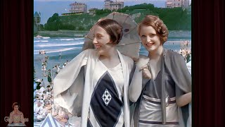 A Day at the Beach 1928  Biarritz France 1920s  AI Enhanced 60 fps 4k [upl. by Eisdnyl539]