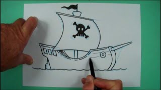 Wie zeichnet man ein Piratenschiff  Zeichnen nicht nur für Kinder [upl. by Laughry]