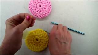 How to Crochet a Round Dish Scrubber with Tulle  Dish Scrubby Tutorial [upl. by Ytoc]