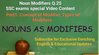 SSC examsNoun Modifier Concept Part1 Types of Noun modifiers Simple Explanation sscexam english [upl. by Fong]